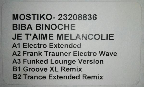 Biba Binoche - Je T'aime Mélancolie (The Remixes)